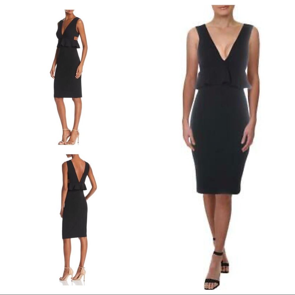 Aidan Mattox Peplum Scuba Crepe Cocktail Dress Size 4 NEW Black Cut Out Party - Picture 7 of 7